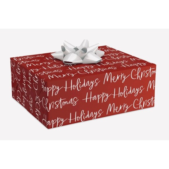 Hallmark Wrapping Paper Merry Christmas Script Red Roll 22.5 sq ft Holiday Gift - Picture 3 of 4